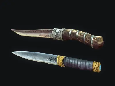 Stylized Knifes - GOW Low-poly 3D model