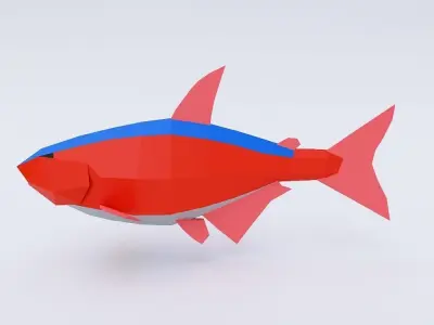 Neon tetra fish low poly 3d model  Low-poly 3D model