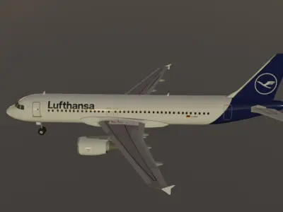 Lufthansa airbus a320-214 low poly 3d model  Low-poly 3D model