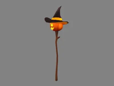 Cartoon pumpkin magic wand Low-poly 3D model