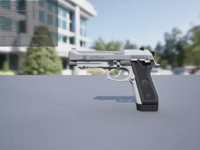 Pistola 3D Branca e Cinza 3D model