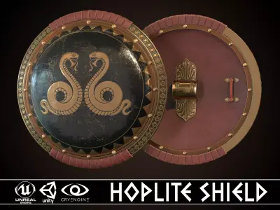 Hoplite Shield Snakes Low-poly 3D model