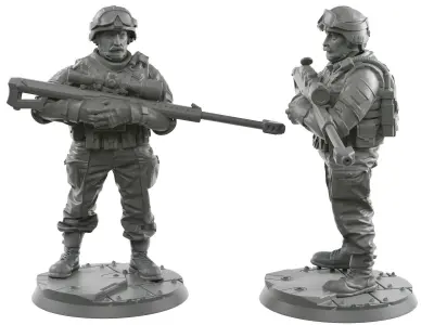 Sniper squad 28 - 40 mm scale 3D print model