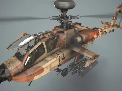 Apache AH-64E Qatar Emiri Air Force Complex Animation Low-poly 3D model