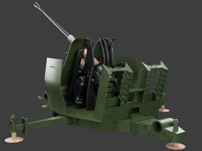 Bofors 40 mm Automatic Gun L-60 Low-poly 3D model 3D model