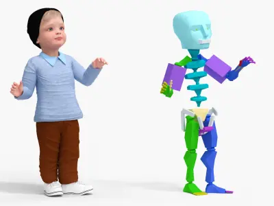 Child in Fall Clothes Rigged 3D model