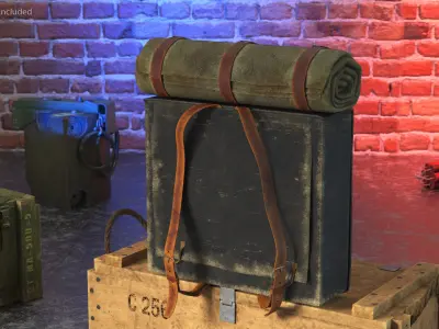 Old Rare Shorts Patent Backpack with Straps 3D model