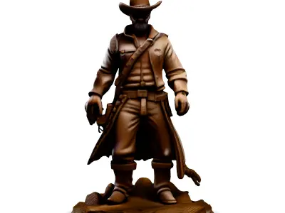 Realistic Wild West Cowboy Figure Low-poly 3D model