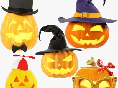 Halloween Pumpkins Family Collection V7 3D model