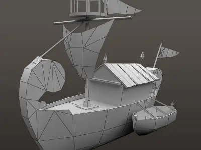 Adventure Cartoon Ship Low-poly 3D model
