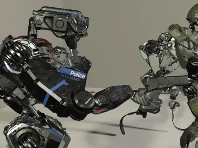 Humanoid Army and Police Robot Free 3D model