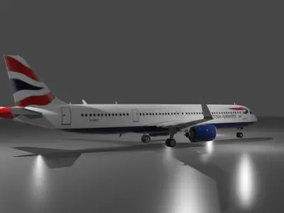 British airways airbus a321neo 3d model Low-poly 3D model