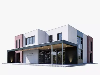 hospital commercial building Low-poly 3D model