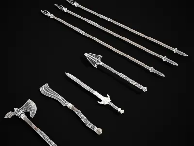 High Quality Viking Weapons Pack Low-poly 3D model