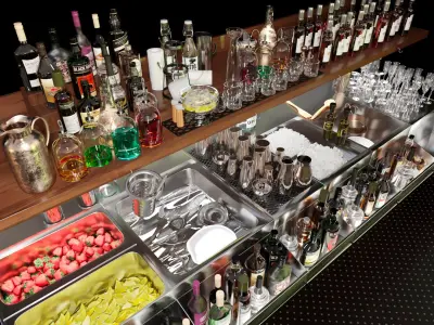 Biggest Alcohol Bar Set 3D model