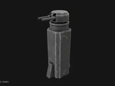 Scifi militarybase turret Low-poly 3D model