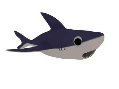 shark cartoon Low-poly 3D model