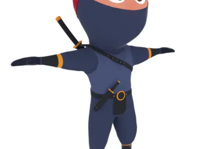 Ninja Cartoon Warrior Character Low-poly 3D model