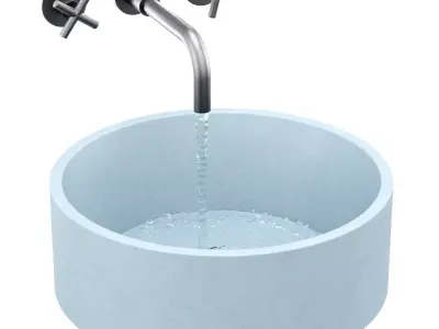 Kale gray round sink 3D model