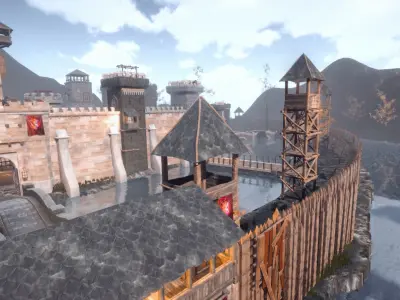 Walls and Towers Update Low-poly 3D model