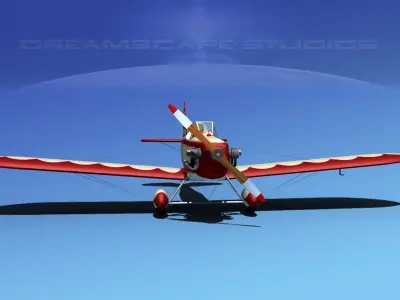 Flybaby biplane flying in sky 3D model