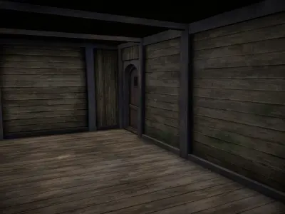 Medieval Lake Village - House 13 with interiors Low-poly 3D model