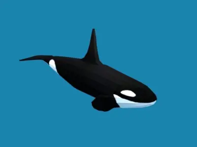 Low Poly Cartoon Orca Killer Whale Low-poly 3D model