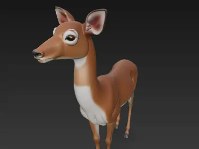 Deer Realistic 3D Model Basic - Low Poly Realistic Low-poly 3D model