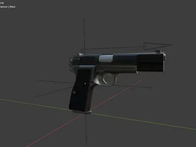 9mm Pistol rigged blender file 3D Model 3D model