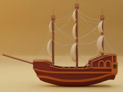 Stylized water ship 3D model for game 3D model