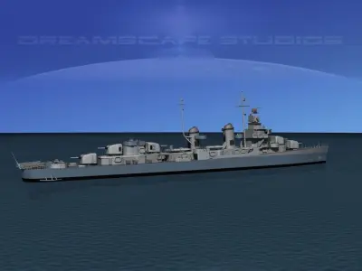 Fletcher Class Destroyer DD-501 USS Schroeder 3D model