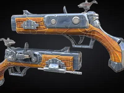 Stylized Musket Low-poly  Low-poly 3D model