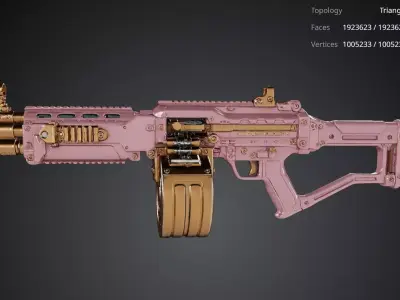 Pink Futuristic Gun 3D model