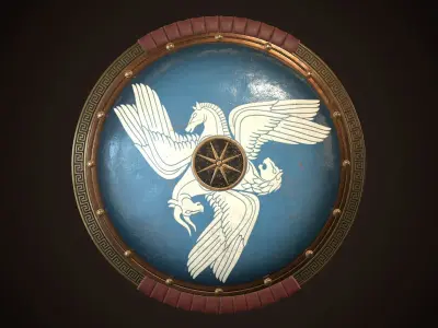 Hoplite Shield Sphinxes Low-poly 3D model