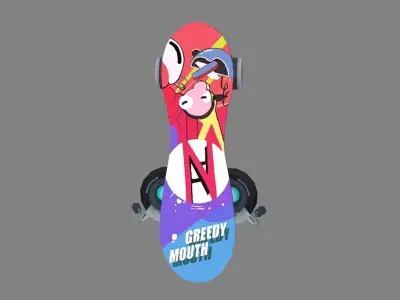 cartoon skateboard - aircraft Low-poly 3D model