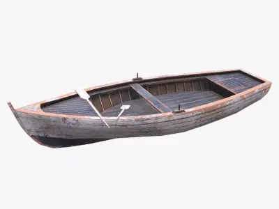 Wooden Boat Low-poly PBR Low-poly 3D model