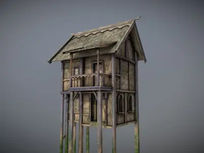 Medieval lake village - House 8 Low-poly 3D model