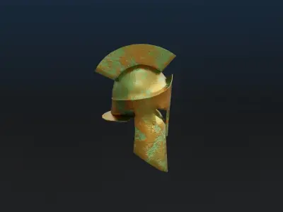 Ancient Rusted greek helmet Low-poly 3D model Low-poly 3D model