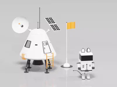 Spaceman robot and car 3D model