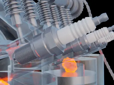 V4 Motor engine VAZ 2105 animated 3D model