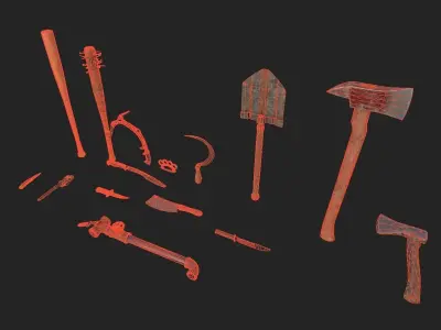 Melee Weapons pack 2 Low-poly 3D model