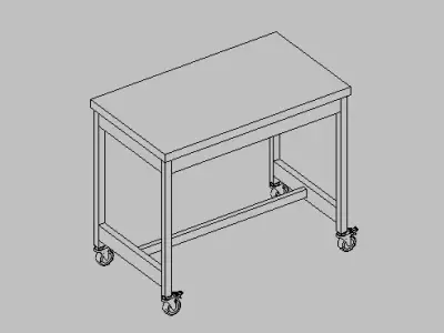 Modern Mobile Kitchen Bar Counter with Casters 3D model