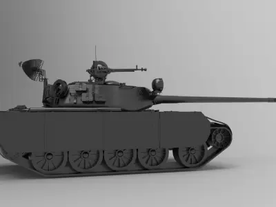 T-44-100 military tank Low-poly 3D model
