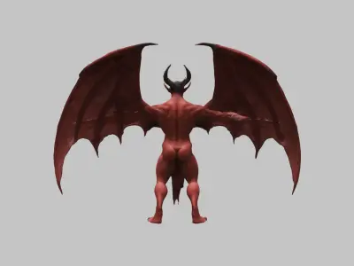 3D Model of Satan with Wings and Horns Low-poly 3D model