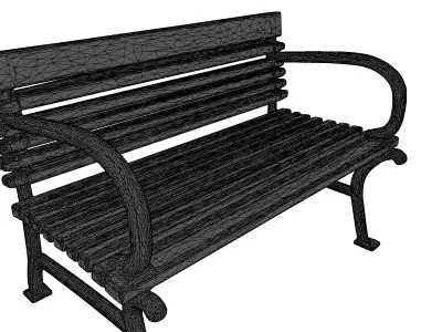 Rusted Iron Garden Bench 3D model