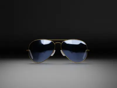 RayBan Aviator Gold sunglasses 3D model
