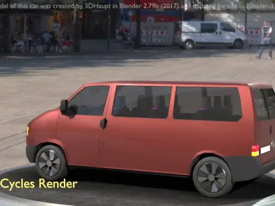 City Car 83 Commercial Minibus Type-C Brown Low-poly 3D model