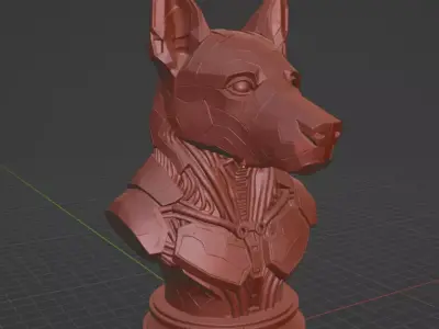 Cyber Dog Futuristic Mecha Dog Bust 3D print model