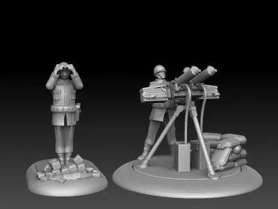 Swedish WW2 Anti Aircraft Gun Team 3D print model