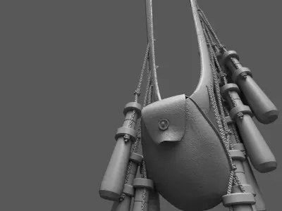 Historic 16th century bandolier Low-poly 3D model